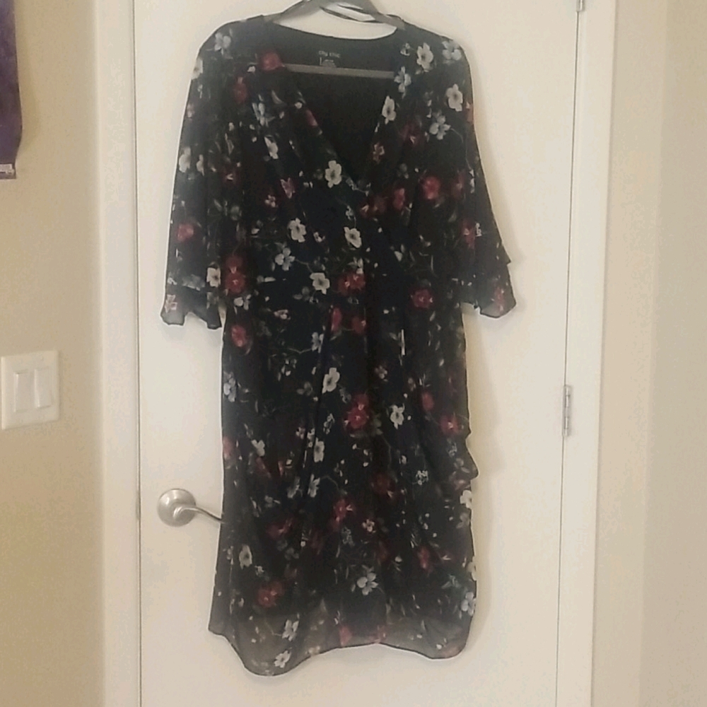 City Chic Black Floral Dress
